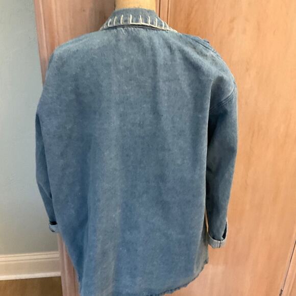 Vintage Carole Little Embroidered 90s Denim Jacket blazer embellished chambray - Picture 5 of 15